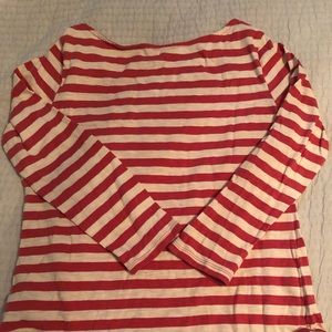 Banana Republic striped cotton top in cream and coral size small